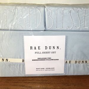 Rae Dunn - New Light Blue full size bed sheets. BLESSED pillowcases.
